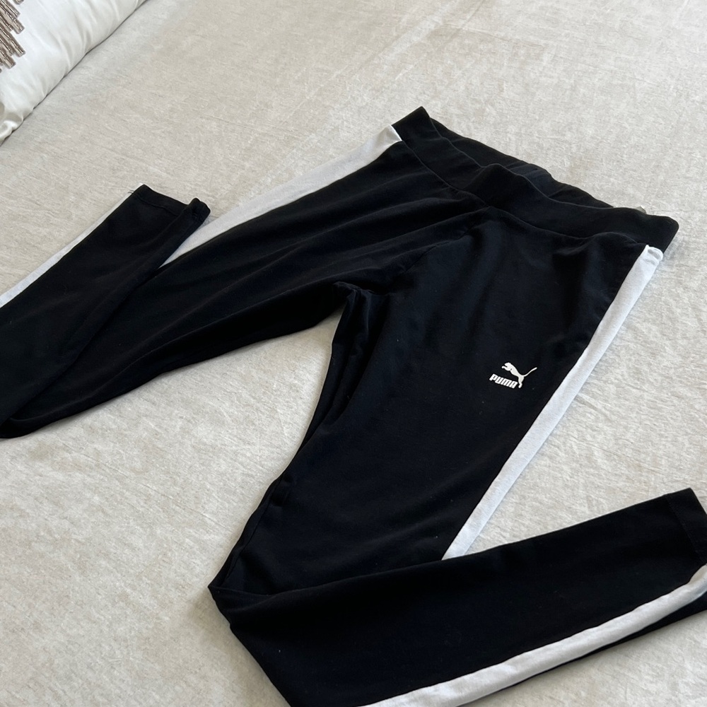 Puma Black Leggings with White Accents